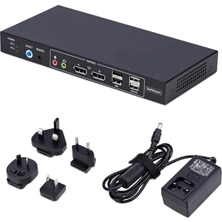 StarTech P2ADD121D KVM Switch, 3840 x 2160 Pixel, 4K Ultra HD, Aluminium-Gehäuse, Schwarz – Bild 8