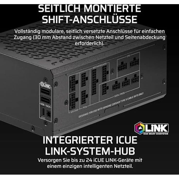 Corsair HX1500i, 1500 W ATX-3.0 Netzteil mit 80-Plus-Platinum-Zertifizierung, Schwarz – Bild 5