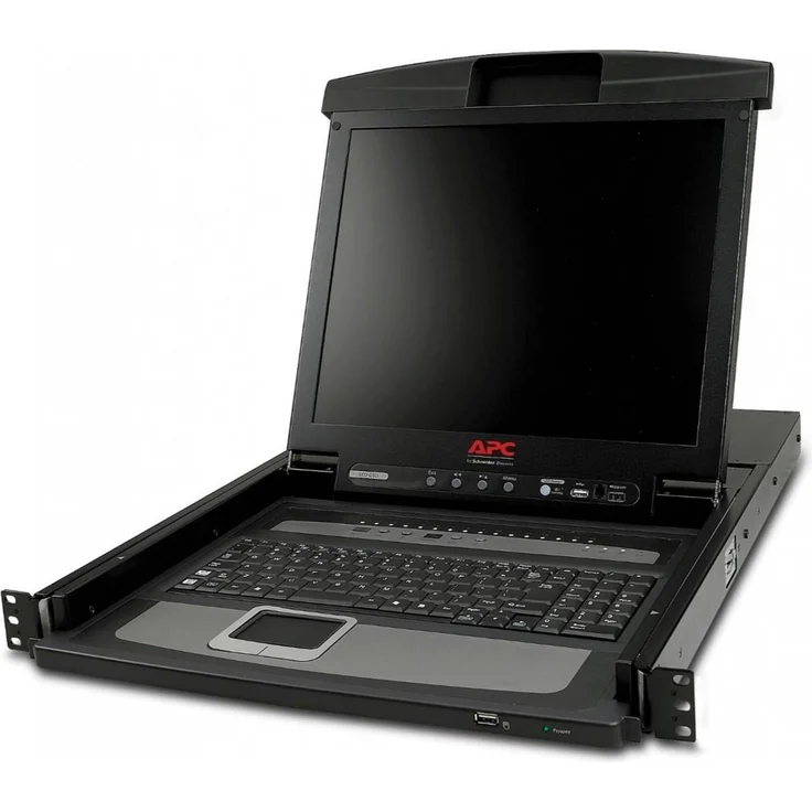 APC 43,18cm 17 Zoll Rack LCD Console mit integriertem 16 Port Analog KVM Switch, US Tastatur, Schwarz