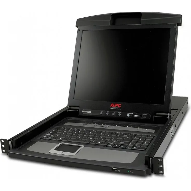 APC 43,18cm 17 Zoll Rack LCD Console mit integriertem 16 Port Analog KVM Switch, US Tastatur, Schwarz