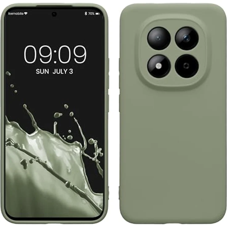 kwmobile Handyhülle für Xiaomi Redmi Note 15 Pro+ 5G / Poco M8 Pro 5G, elastisches TPU Silikon Case in Graugrün, reißfest und rutschfest mit präzisen Kameralöchern – Bild 1