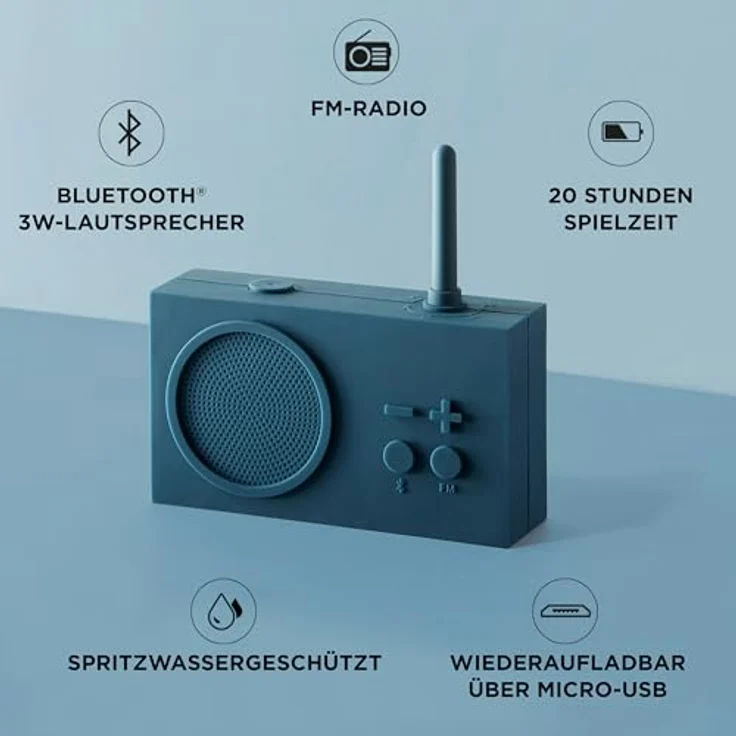 Lexon TYKHO 3 FM-Radio + Bluetooth-Lautsprecher, Dunkelblau – Bild 6