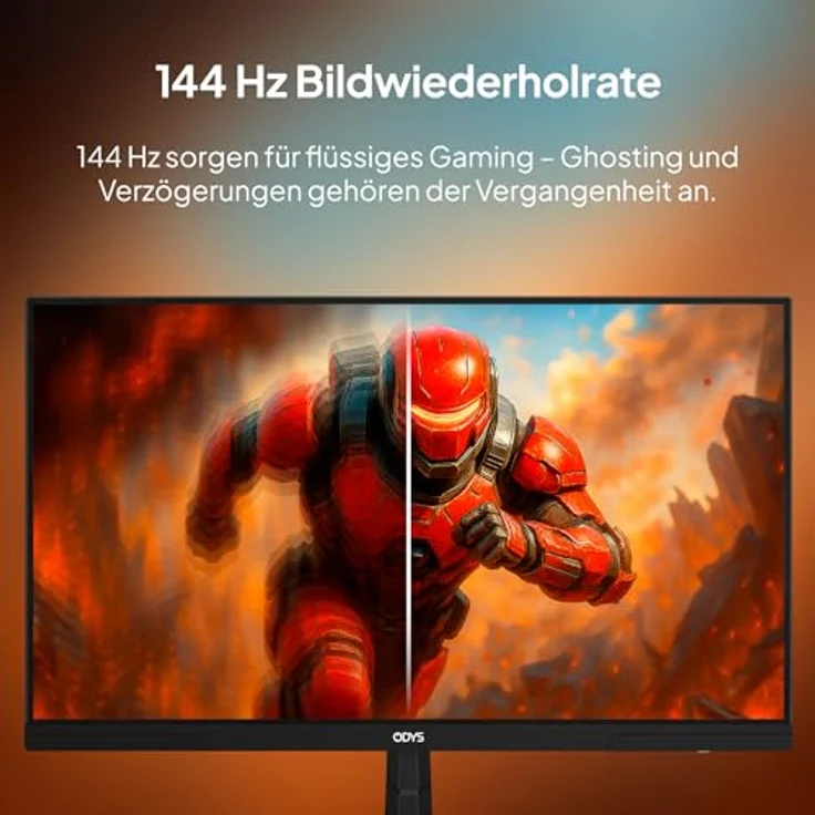 ODYS i27-F-144 Gaming Monitor, 27 Zoll Full HD (1920x1080), 144 Hz, 1ms, IPS-Panel, Adaptive Sync, HDR10, 120% sRGB, HDMI 2.1, DisplayPort, Flicker-Free – Bild 3
