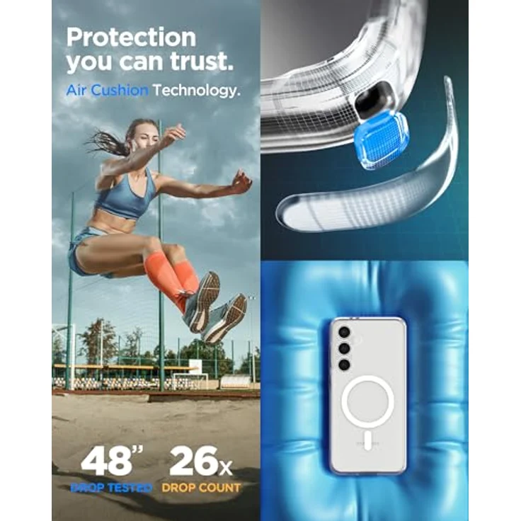 Spigen Ultra Hybrid MagFit Hülle Kompatibel mit Samsung Galaxy S24 FE -Weiß, Kristallklare Schutzhülle mit Metallring und Luftkissentechnologie – Bild 5
