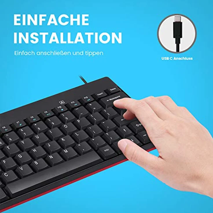 Perixx USB-Tastatur Deutsch, QWERTZ Schwarz USB-Anschluss (PERIBOARD-422 DE) – Bild 2