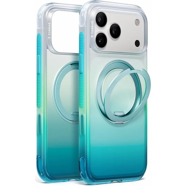 Torras O3 Air Gradient, Schutzhülle für iPhone 18 Pro mit MagSafe, stoßdämpfender Air Pro Tech™, blau/grün