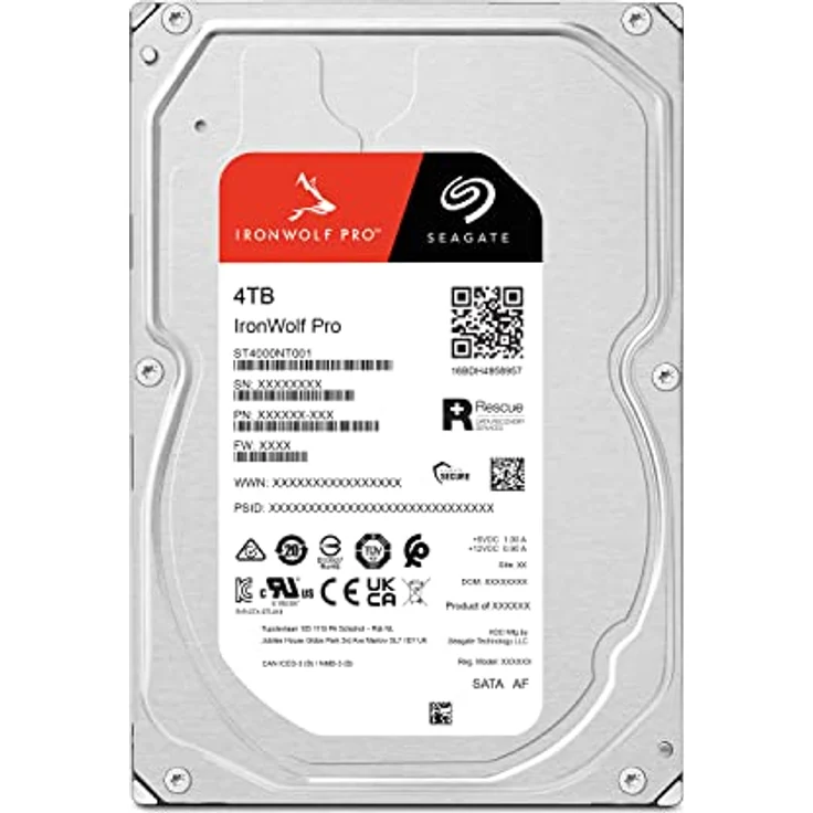 Seagate IronWolf Pro 4 TB, NAS interne Festplatte, 3.5 Zoll, 7200 U/Min, CMR, 256 MB Cache, SATA 6 GB/S, inkl. 3 Jahre Rescue Service, Modellnr.: ST4000NT001 – Bild 2