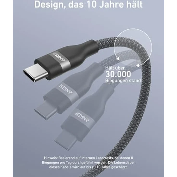 Anker Nano USB C auf USB C Kabel, 240W 0,9m flexibel farbig geflochten, für iPhone 16/16 Pro/16 Plus/16 Pro Max, MacBook Pro/Air, iPad Pro/Air, Galaxy S24 – Bild 4