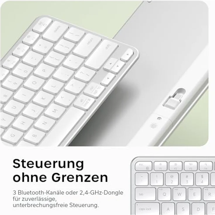 Satechi Slim EX1 Kabellose Tastatur, Kompakte Bluetooth-Tastatur mit QWERTY Layout für Mac, Windows & Android, Silber – Bild 4