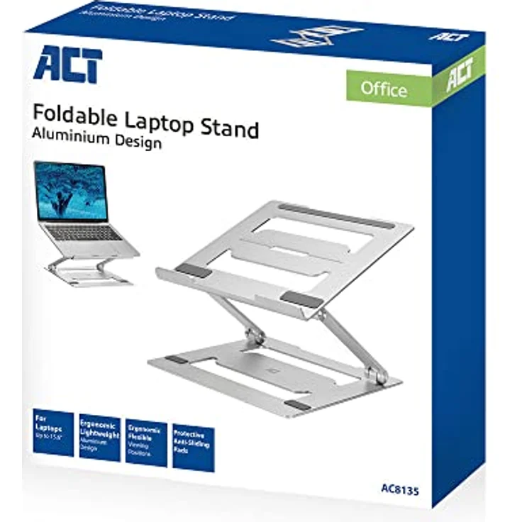 ACT Tragbarer Aluminium-Laptop-Ständer AC8135, ergonomisches Design, für Laptops bis zu 15,6 Zoll – Bild 4