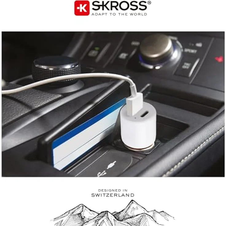 SKROSS Chargeur Allume Cigare Voiture - 2 Ports USB-A et USB-C - Charge Rapide 65W - Câble USB-C 160 cm Inclus – Bild 4