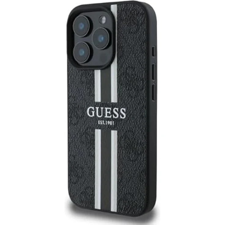 CG MOBILE Guess GUHMP16LP4RPSK Hülle für iPhone 16 Pro 6.3" Schwarz Hartschalenkoffer mit 4G Printed Stripes – Bild 2