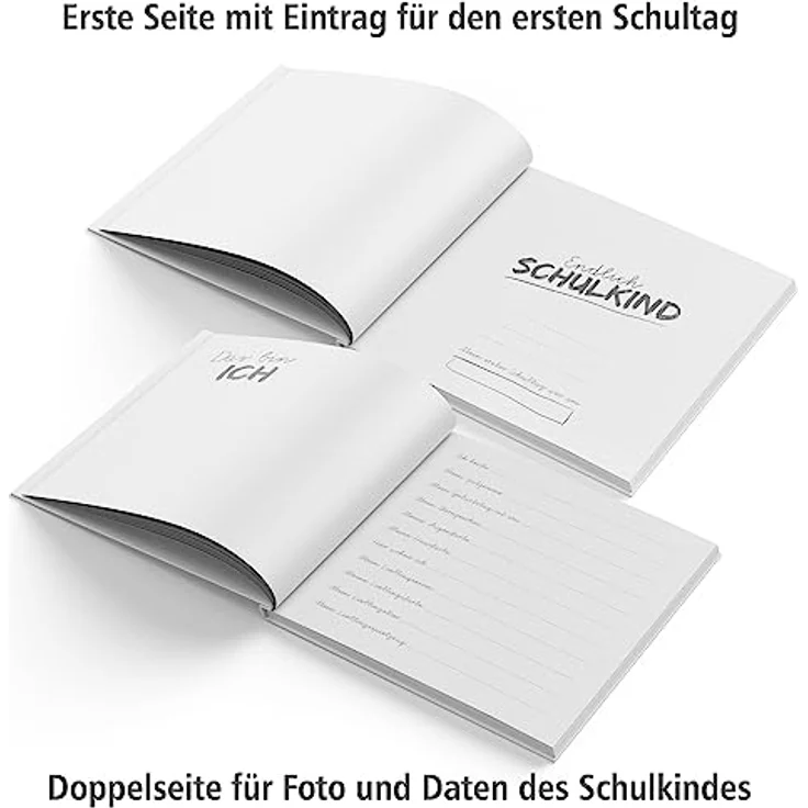 itenga Gästebuch Tafel für Erster Schultag Einschulung und Schulanfang Erinnerung Album 88 Seiten für Mädchen und Jungen (weiss) – Bild 5