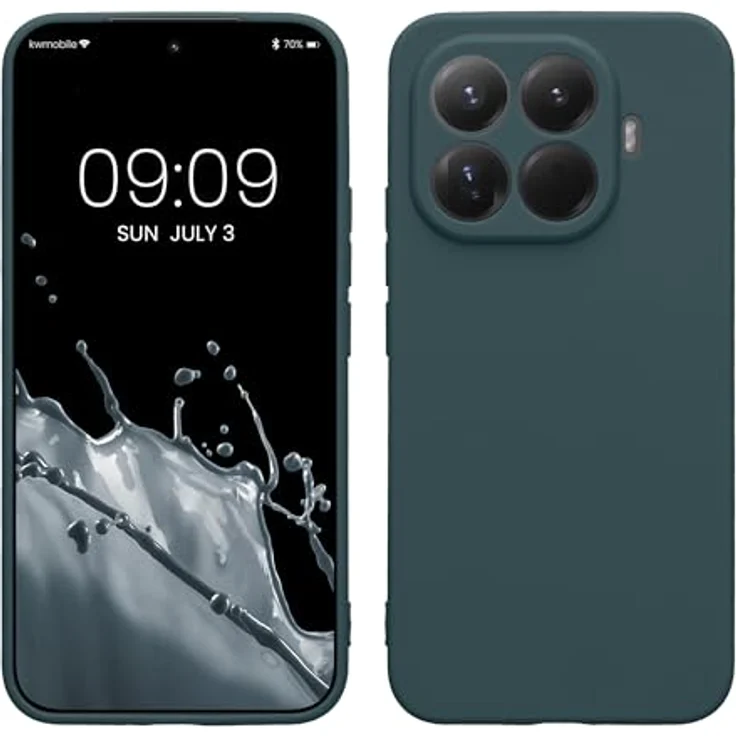 kwmobile Handyhülle für Xiaomi 15T Pro, flexibles TPU Silikon Case in Dunkler Schiefer mit präzisen Aussparungen und erhöhtem Bildschirm-Schutz – Bild 1