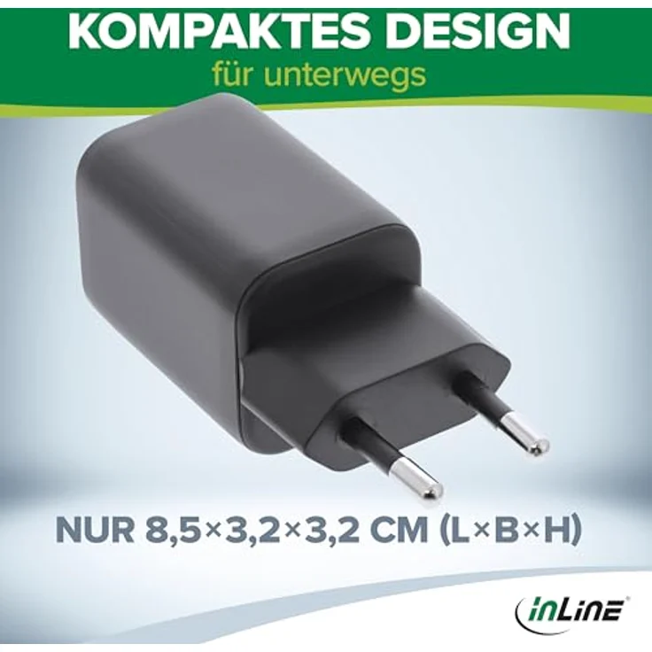 InLine® Power Delivery + Quick Charge USB Netzteil, 33W, USB-A + USB-C, schwarz, für schnelles Laden von Smartphones und Tablets – Bild 5
