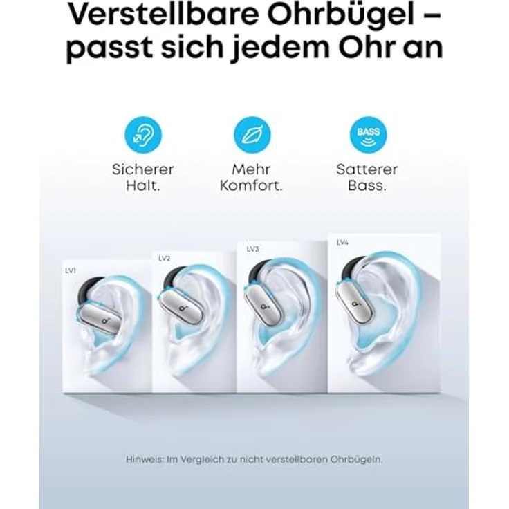 soundcore V40i, Open-Ear Kopfhörer mit verstellbaren Ohrbügeln, Kabellose Earbuds, 2X tiefer Bass, IP55, 21h Spielzeit, KI-optimierte Anrufe, Bluetooth 5.4, transparentes Case – Bild 4