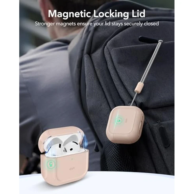 ESR Orbit Hybrid Hülle für AirPods 4 (2024), USB-C, Wüstentitan, kabelloses Laden, mit Handschlaufe und magnetischem Deckel – Bild 4