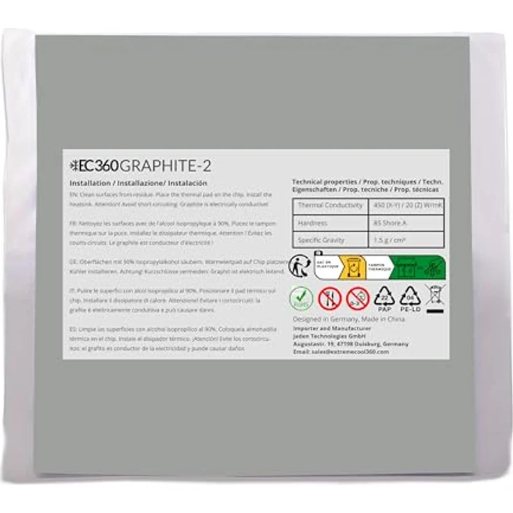 EC360® Graphite-2 Wärmeleitpad 20W/mK, 40 x 40 x 0,05 mm, langlebig und einfach zu installieren – Bild 2