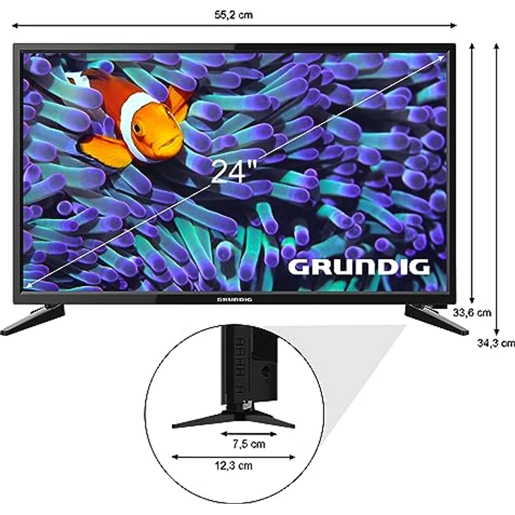 GRUNDIG 24 GHB 5340 - Fernseher 24 Zoll (59 cm) LED TV, HD Ready, 400 HZ, Dolby Digital, HD Triple Tuner, HDMI, USB, CI+, Schwarz – Bild 2