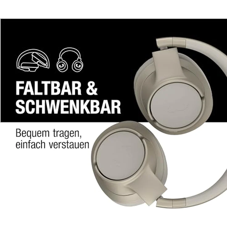 Fresh 'n Rebel Clam Core Bluetooth kopfhörer Over Ear mit ENC-Mikrofon (perfekte Anrufe), Kabellose kopfhörer mit Lautstärkeregler und Tasten für Wiedergabe/Pause, 45h Spielzeit (Beige) – Bild 3