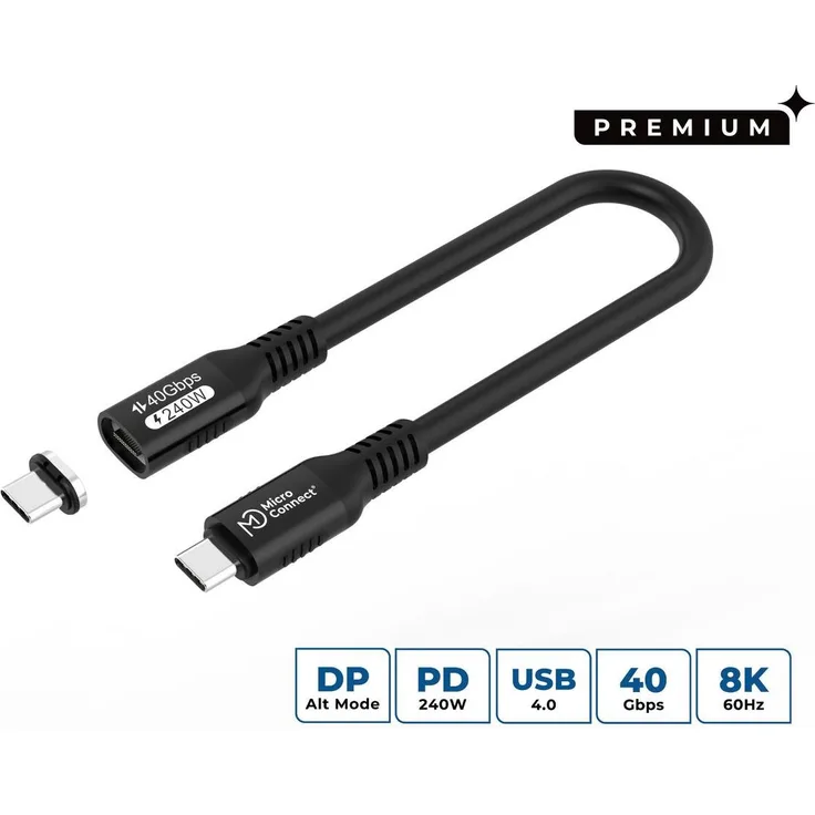 Microconnect MC-LS-USB4CC0.15, USB C zu USB C Kabel, 0,15 m, USB4 Gen 3x2, Schwarz