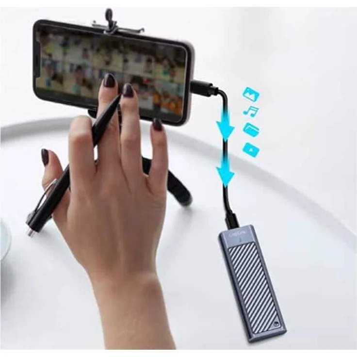 LogiLink UA0435 M.2 Festplattengehäuse, Grau, USB 3.2 Gen 2x2 bis 20 GBit/s, Aluminium, für NVMe/SATA SSDs – Bild 7