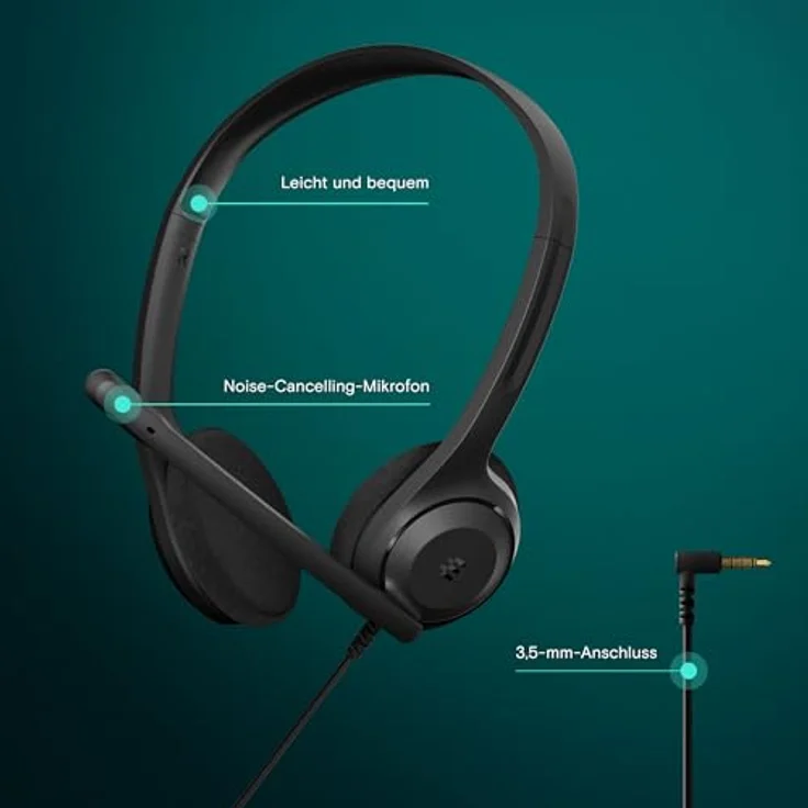 EPOS C1, Business-Headset mit Mikrofon, 3,5-mm-Klinkenstecker, Rauschunterdrückendes Mikrofon, on Ear, ultraleichtes Design für hohen Tragekomfort – Bild 3