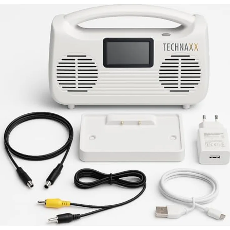 Technaxx TX-317, Kabelloser TV-Lautsprecher mit Basisstation, Bluetooth 5.3, 10W Stereosound, LCD-Display, 3 Klangmodi, integriertes FM-Radio, bis zu 8 Stunden Wiedergabe, ideal für Senioren und Schwerhörige
