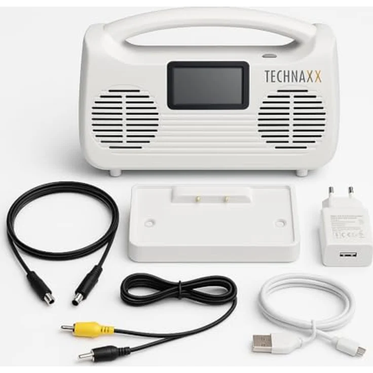 Technaxx TX-317, Kabelloser TV-Lautsprecher mit Basisstation, Bluetooth 5.3, 10W Stereosound, LCD-Display, 3 Klangmodi, integriertes FM-Radio, bis zu 8 Stunden Wiedergabe, ideal für Senioren und Schwerhörige