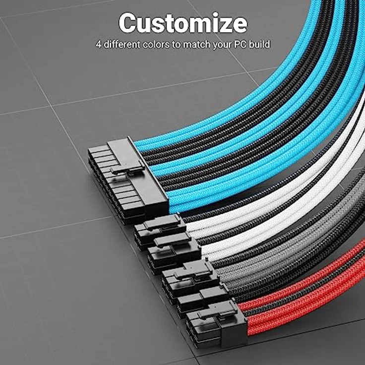 deleyCON 6+2 Pin PCI Express GPU Grafikkarte Strom Kabel Intern 30cm - 18 AWG PSU PC Computer Netzteil Nylon Stromkabel Stromversorgung Stecker auf Buchse - Schwarz Grau – Bild 3