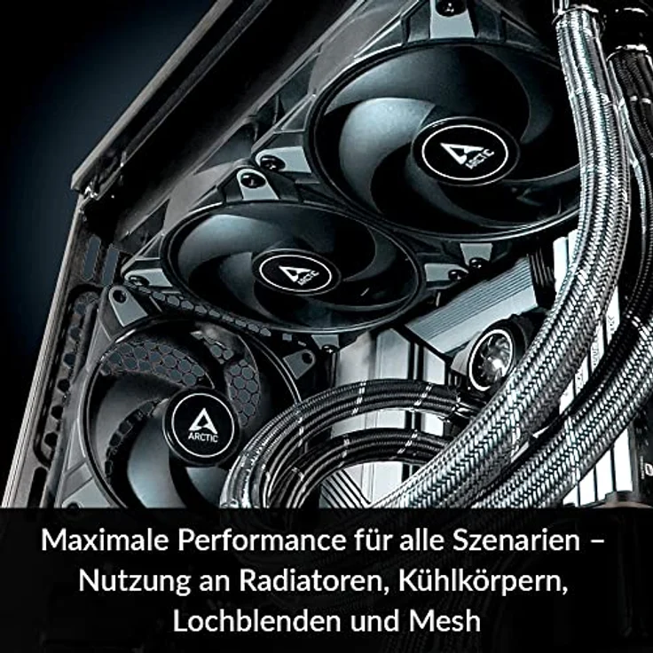 ARCTIC P12 Max - High-Performance 120 mm Gehäuselüfter, PWM-gesteuerte 200-3300 U/min., Optimiert für statischen Druck, 0dB-Mode, Doppelkugellager - Schwarz – Bild 3