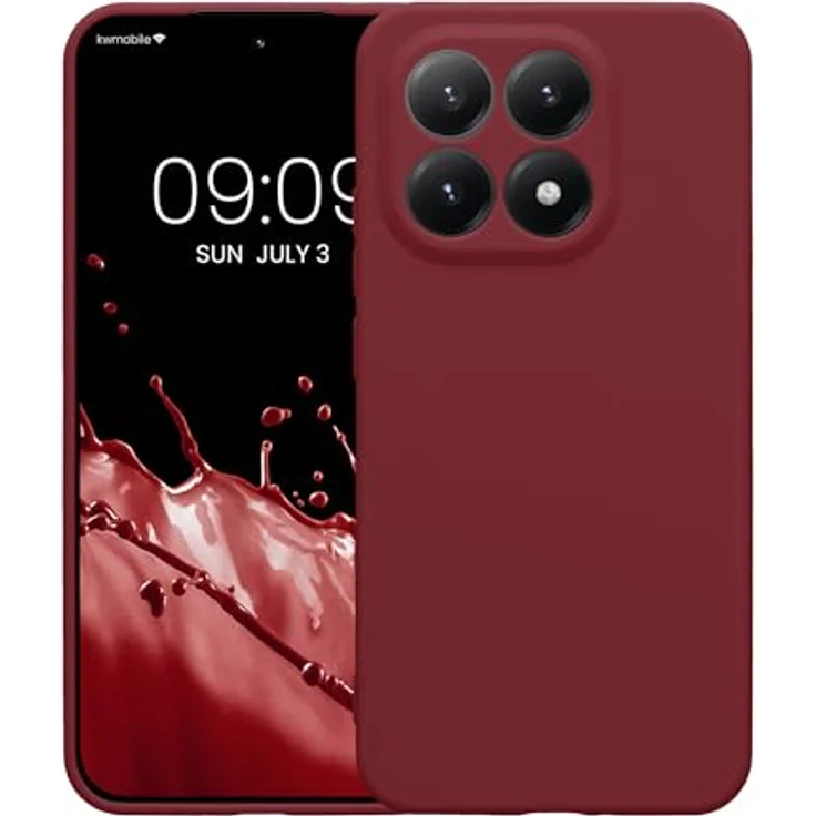 kwmobile Handyhülle kompatibel mit Xiaomi 15T - weiches Silikon Case in Bordeaux Violett, reißfest und rutschfest, präzise Ausschnitte für Knöpfe und Kamera – Bild 5