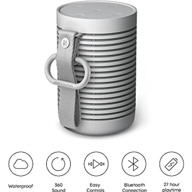 Bang & Olufsen Beosound Explore – Kabelloser tragbarer Bluetooth Outdoor-, Heim- und Reise-Lautsprecher, 27 Stunden Akkulaufzeit, wasserdichter 360° Lautsprecher + USB-C Ladekabel - Grey Mist – Bild 2
