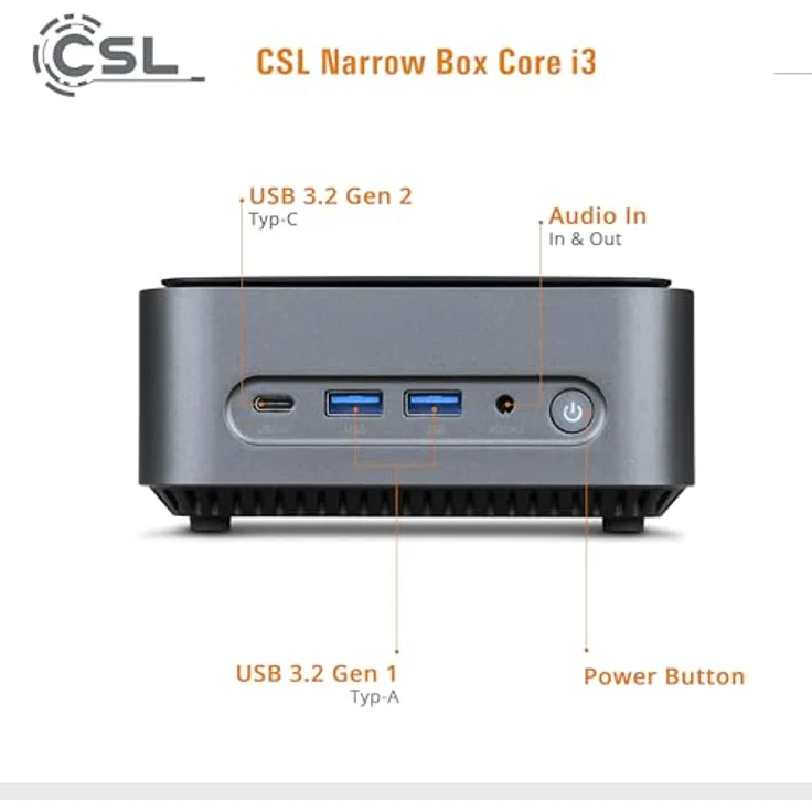 CSL Narrow Box Core i3 Mini-PC, Intel® Core i3, 16 GB RAM, 500 GB SSD, schwarz, vorinstalliert mit Windows 11 – Bild 3