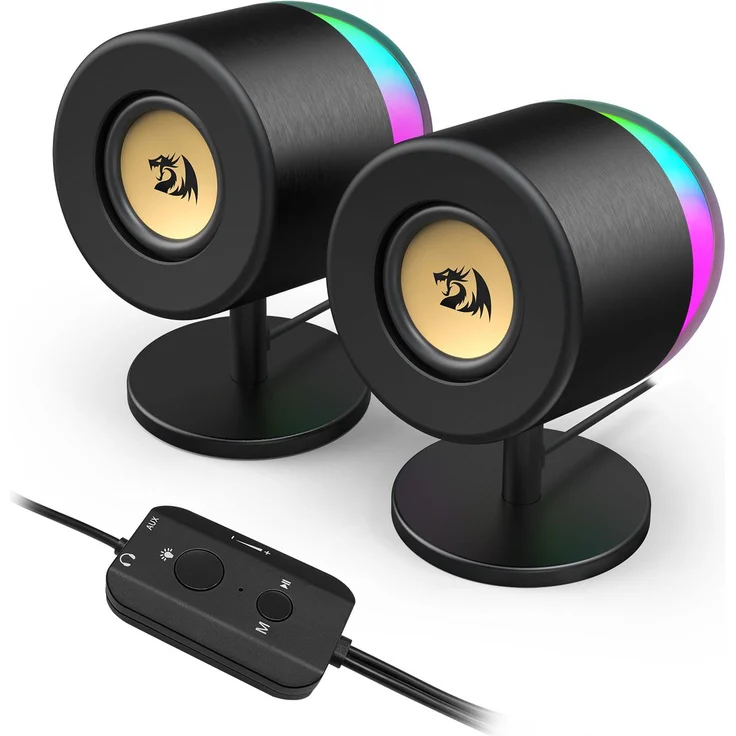 Redragon GS598 AHRI, 2.0 PC-Lautsprecher mit RGB-Beleuchtung, 6 W, Schwarz