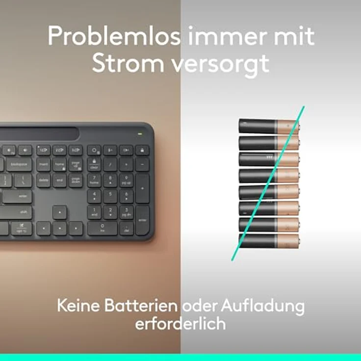 Logitech Signature Slim Solar+ K980 for Business, kabellose Tastatur mit Logi LightCharge, leises Tippen, Bluetooth, Windows & Mac, Graphit - QWERTZ – Bild 3