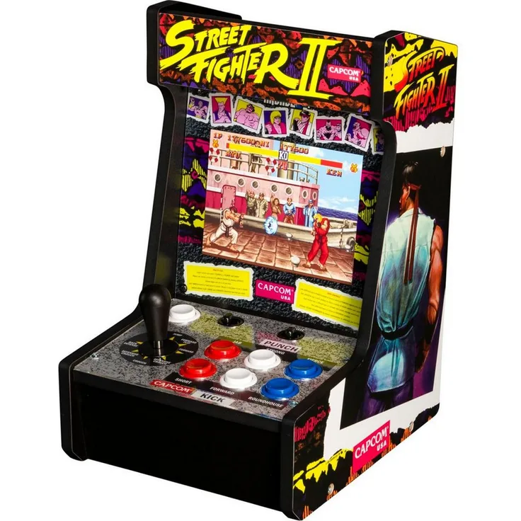 Arcade1Up 1UP Street Fighter Countercade, Kompakter Spielautomat mit 5 legendären Capcom-Spielen