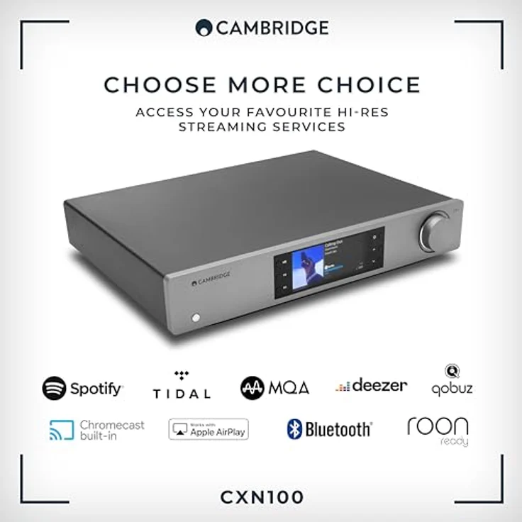 Cambridge Audio CXN100 - Separater hochauflösender WiFi-Netzwerk-Audioplayer, Streamer und Vorverstärker mit Display, integriertem Chromecast, Internetradio und Sabre DAC - Lunar Grey – Bild 3