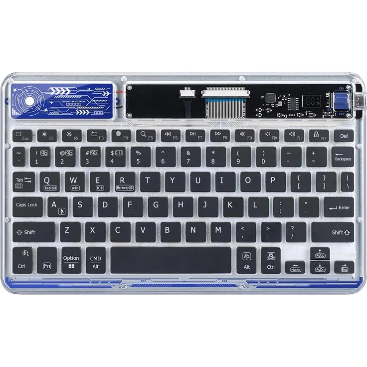 DUX DUCIS CK Serie, Kabellose Tastatur für Laptop/Tablet/Telefon mit langer Akkulaufzeit, transparent, multidisplayfähig und mit mehrfarbigem Hintergrundbeleuchtung.