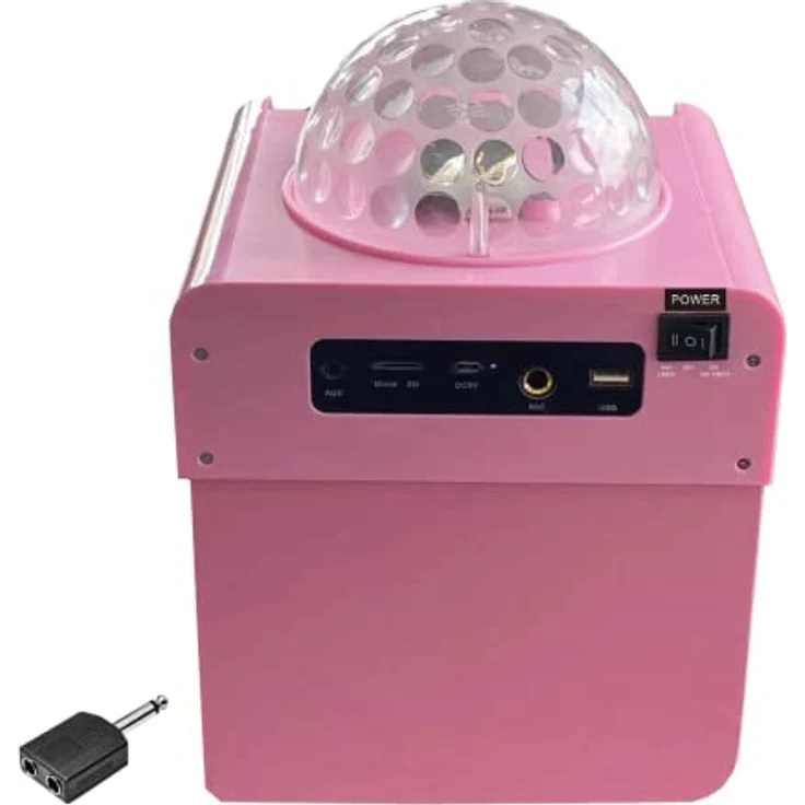 N-Gear DISCO410 Karaoke & Party Bluetooth Lautsprecher mit Discokugel, Mikrofon und Power Bank Funktion, Pink – Bild 5