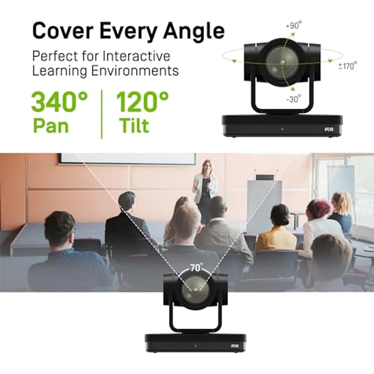 Ipevo VC-Z4K UHD 4K PTZ Kamera Schwarz, automatisches KI-Tracking & 12-fach optischer Zoom – Bild 3
