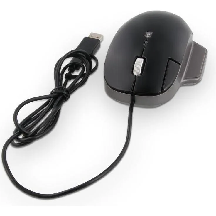LMP Elite Pro Mouse, Ergonomische kabelgebundene USB-C Maus mit IR-Sensor, 4-stufiger DPI-Einstellung, Grau/Schwarz