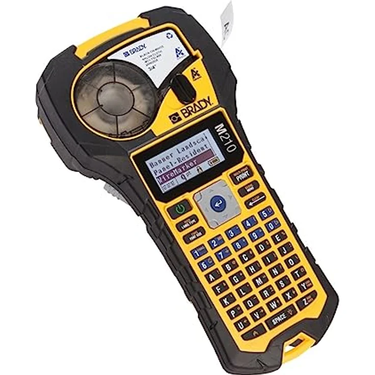 Brady M210 Etikettendrucker, mobiles Beschriftungsgerät mit Thermodirekt-Technologie, 19,05 mm Druckbreite, Schwarz/Gelb – Bild 1