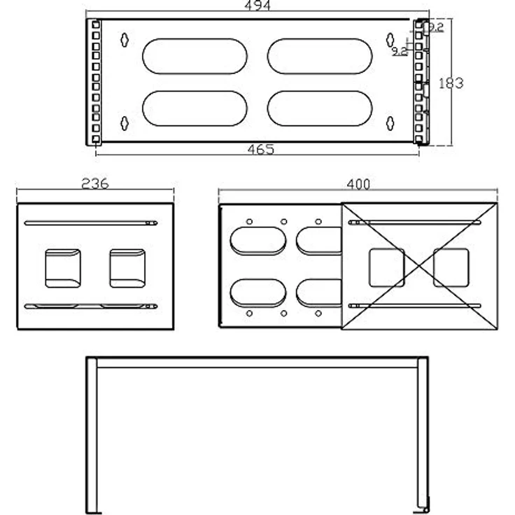 InLine 19'' Rack zur Wandmontage, 4HE, 24-40cm Tiefe, Schwarz – Bild 5