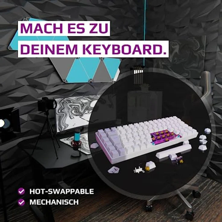 Nyfter - NYFBOARD GEN2 Gaming Computer Tastatur mit Gateron Yellow Switches - HOT-SWAPPABLE mechanisch RGB-Hintergrundbeleuchtung ISO-DE 75% Layout für Gamer – Bild 5