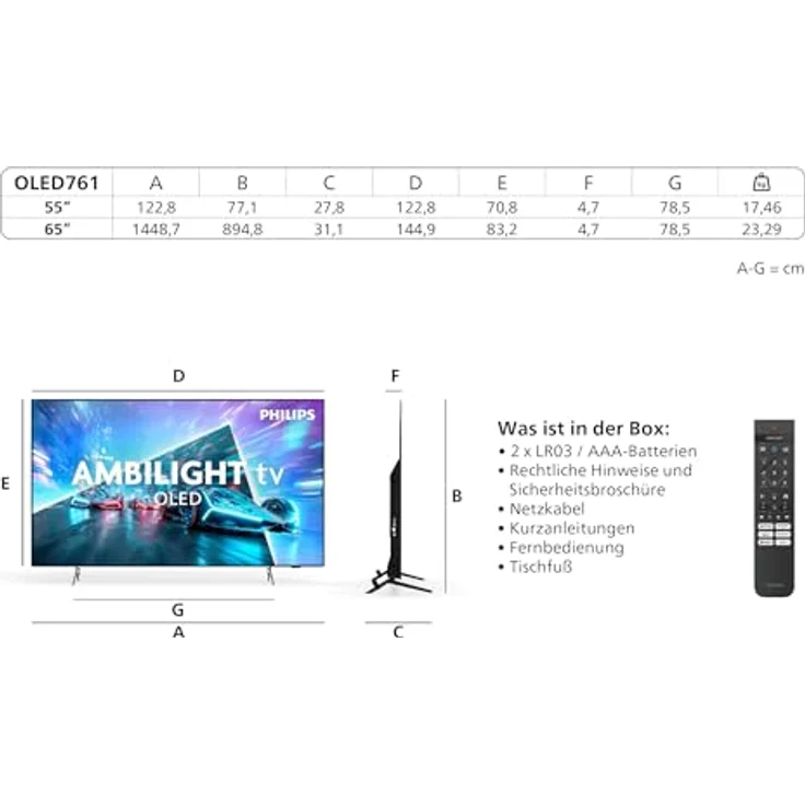 PHILIPS Ambilight TV 55OLED761/12, 55 Zoll OLED Smart TV mit UHD 4K und Ambilight Technologie – Bild 3