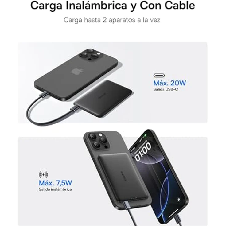 Baseus PicoGo AM41 Powerbank, 5000mAh, 20W PD + FQI, ultradünn und leicht, Schwarz – Bild 4