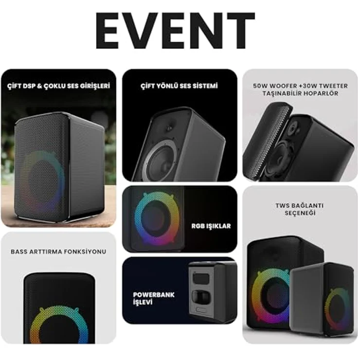 HiFuture Speaker EVENT Bluetooth (black), Bluetooth Lautsprecher mit 80W Leistung und RGB-Lichteffekten – Bild 2