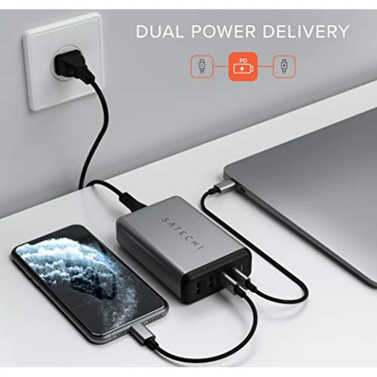 Satechi 75W Dual USB-C PD Travel Charger Space Grey - Preisvergleich – Bild 2