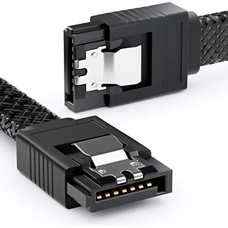 deleyCON SATA 3 Kabel Set, 3x 60 cm, 6 Gbit/s Datenkabel mit L-Stecker gerade, Schwarz – Bild 2